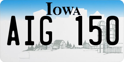 IA license plate AIG150
