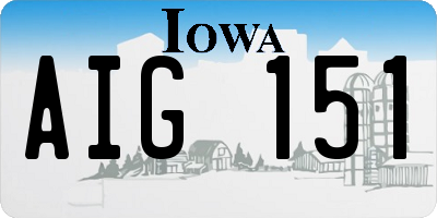 IA license plate AIG151