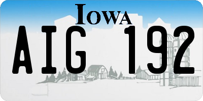 IA license plate AIG192