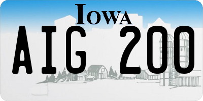 IA license plate AIG200