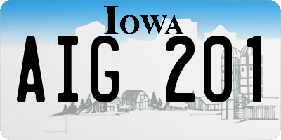 IA license plate AIG201