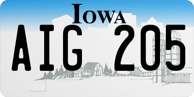 IA license plate AIG205