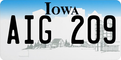 IA license plate AIG209