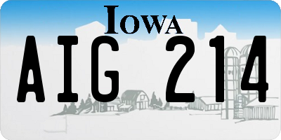 IA license plate AIG214