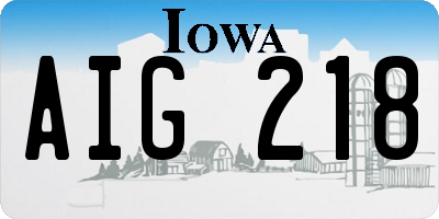 IA license plate AIG218