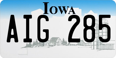 IA license plate AIG285