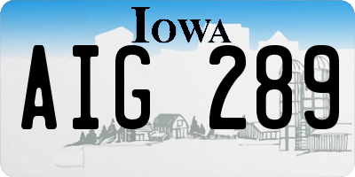 IA license plate AIG289