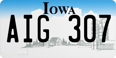 IA license plate AIG307