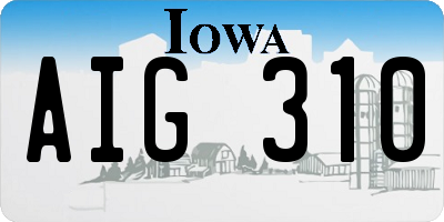 IA license plate AIG310