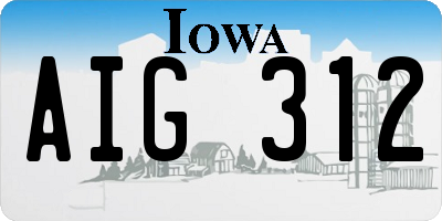 IA license plate AIG312