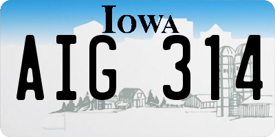 IA license plate AIG314