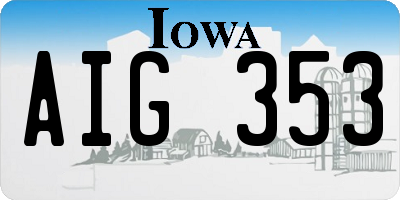 IA license plate AIG353