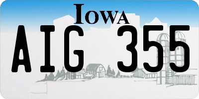 IA license plate AIG355