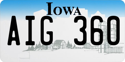IA license plate AIG360