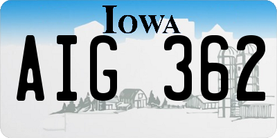 IA license plate AIG362