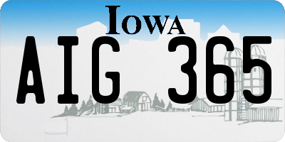 IA license plate AIG365