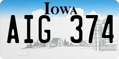 IA license plate AIG374