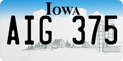 IA license plate AIG375