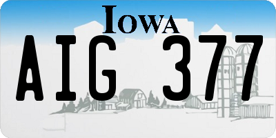 IA license plate AIG377