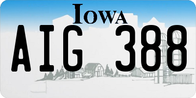 IA license plate AIG388