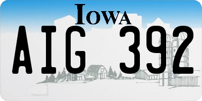 IA license plate AIG392