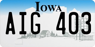 IA license plate AIG403