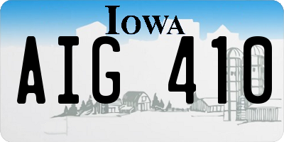 IA license plate AIG410