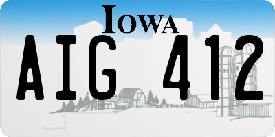 IA license plate AIG412