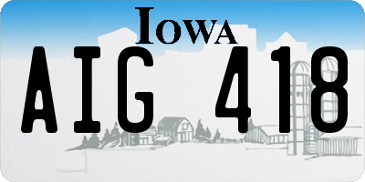 IA license plate AIG418