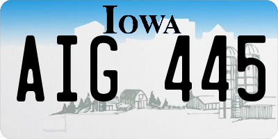 IA license plate AIG445