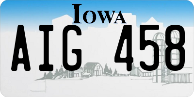 IA license plate AIG458
