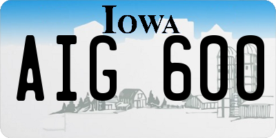 IA license plate AIG600