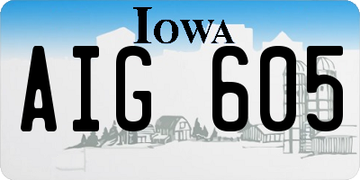 IA license plate AIG605
