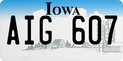 IA license plate AIG607