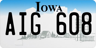IA license plate AIG608