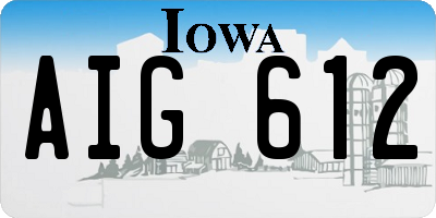 IA license plate AIG612