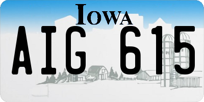 IA license plate AIG615