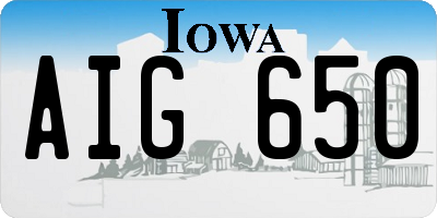 IA license plate AIG650