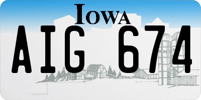 IA license plate AIG674