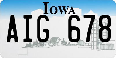 IA license plate AIG678