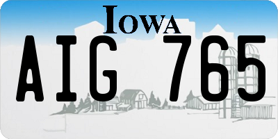 IA license plate AIG765