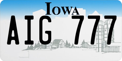 IA license plate AIG777