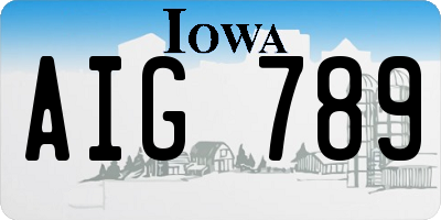 IA license plate AIG789