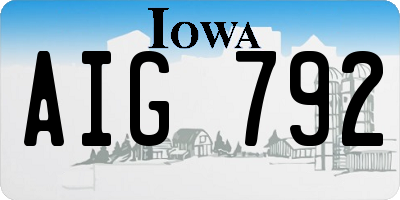 IA license plate AIG792