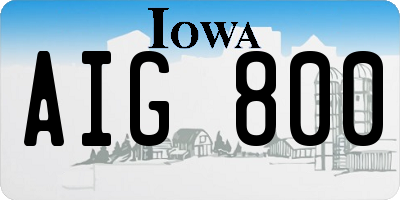 IA license plate AIG800