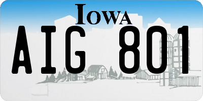 IA license plate AIG801
