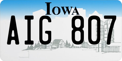 IA license plate AIG807