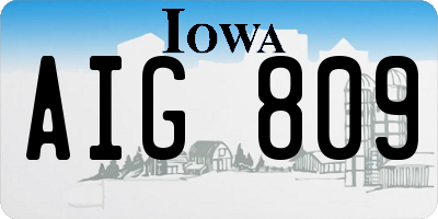 IA license plate AIG809