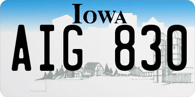 IA license plate AIG830