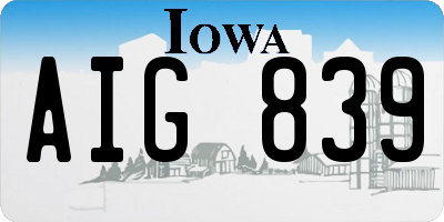 IA license plate AIG839